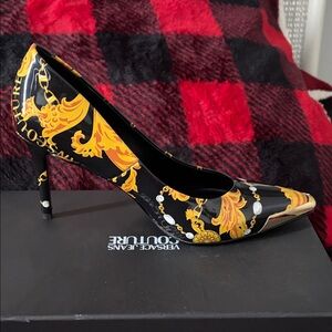 Versace Jeans Collection Black and Yellow Heels